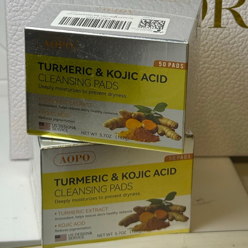 AOPO Turmeric & Kojic acid Cleansing Pads -TWO Pc Set -50 Count each- NEW/SEALED